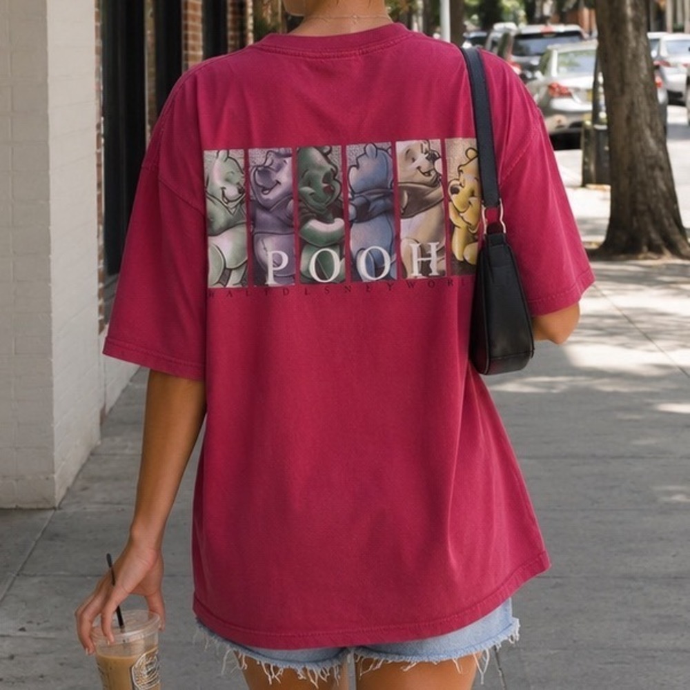Walt Disney World Winnie the Pooh Graphic T-Shirt Red XL Vintage Style Canada X5